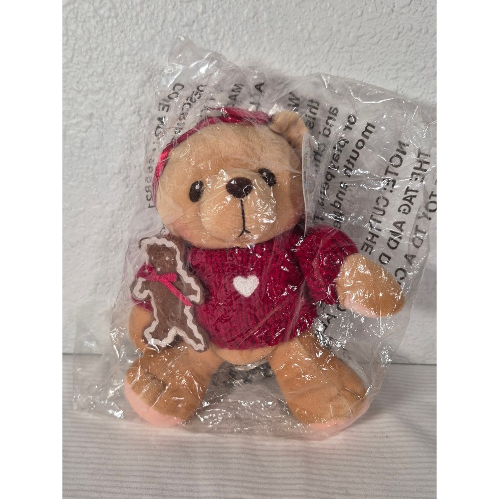 Cherished Teddies Enesco "Cookie" Plush Bear Red Sweater Gingerbread Man 265821